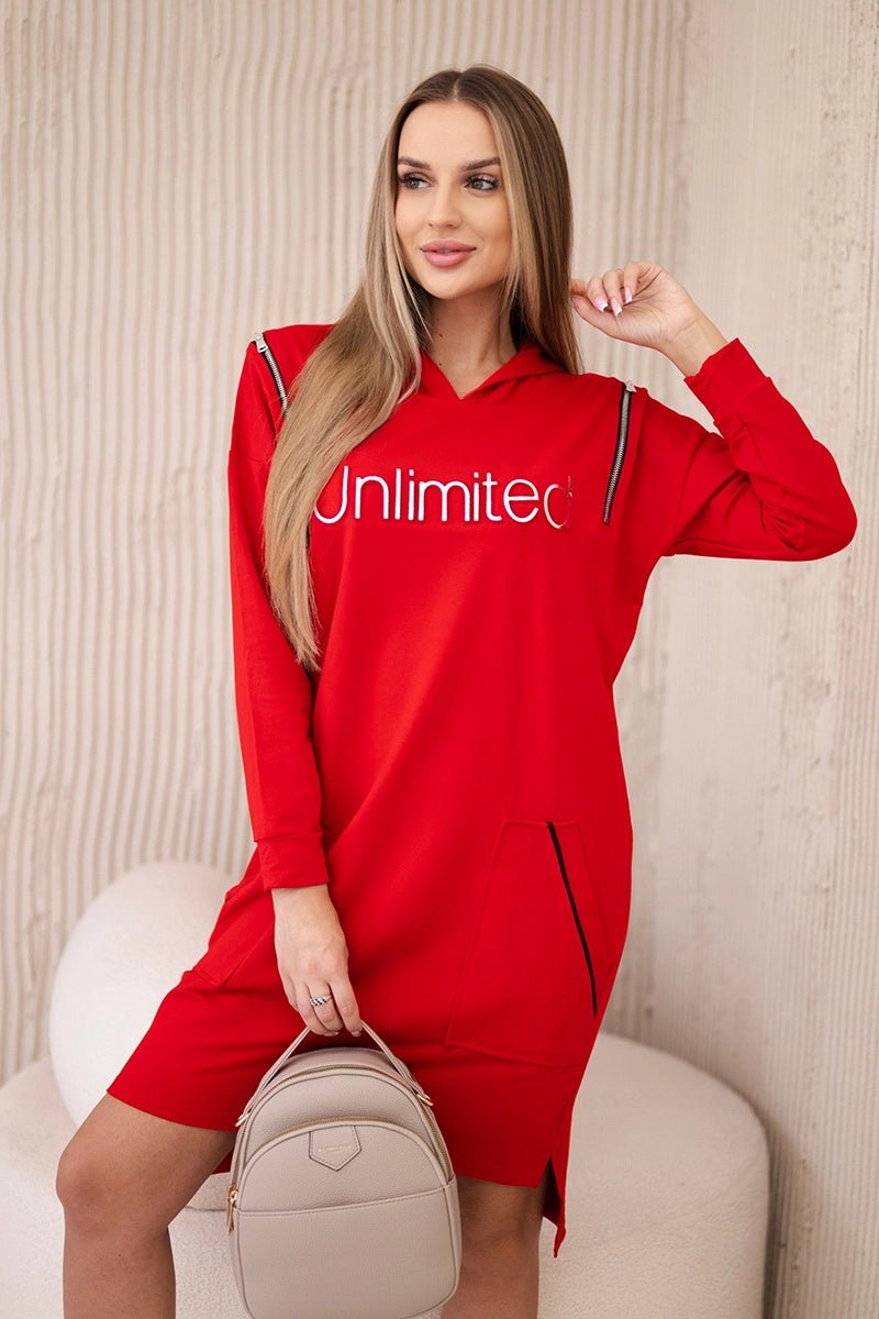 Dress with the inscription unlimited 9190 / – Red цвет / color | Lexline Fashion