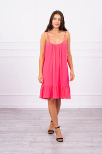 Dress with thin straps 9080 / – Neon pink цвет / color | Lexline Fashion