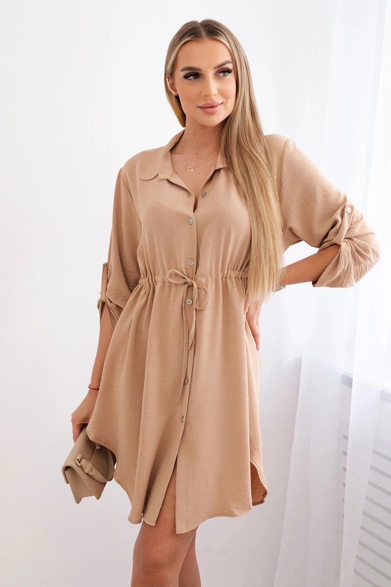 Dress with tie waist IT - 16 / – Camel цвет / color | Lexline Fashion