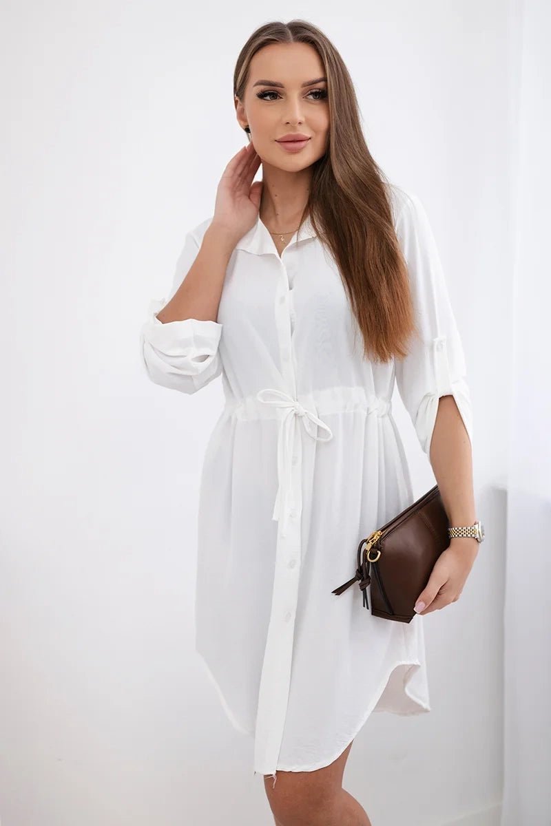 Dress with tie waist IT - 16 / – Ecru цвет / color | Lexline Fashion
