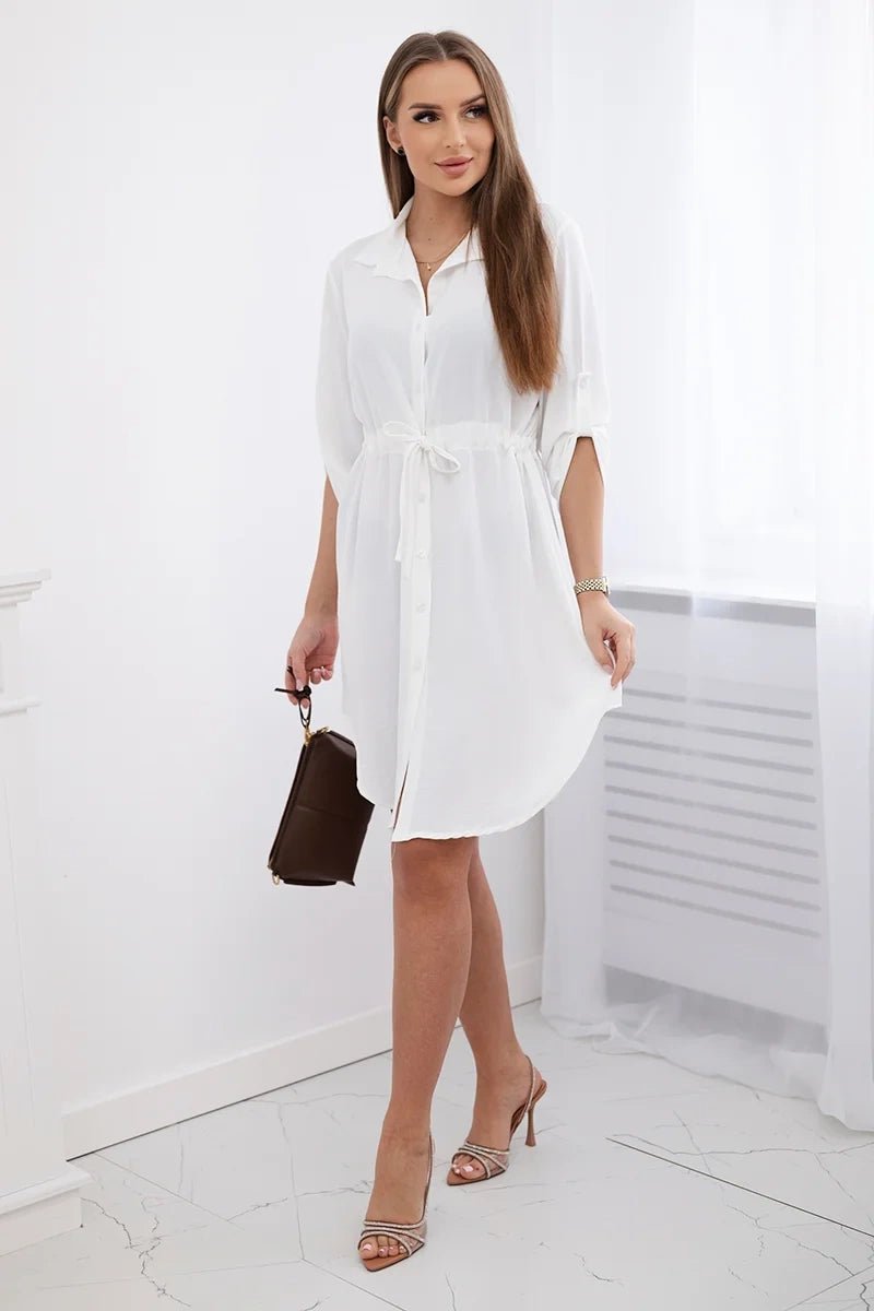 Dress with tie waist IT - 16 / – Ecru цвет / color | Lexline Fashion
