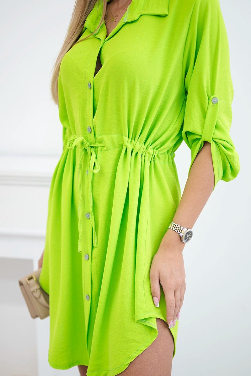 Dress with tie waist IT - 16 / – Neon green цвет / color | Lexline Fashion