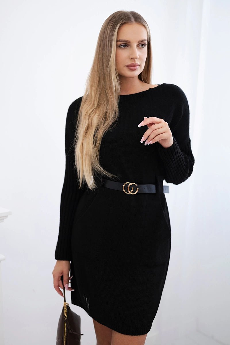 Dress with wide belt IT - 14 / – Black цвет / color | Lexline Fashion