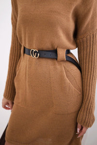 Dress with wide belt IT - 14 / – Camel цвет / color | Lexline Fashion