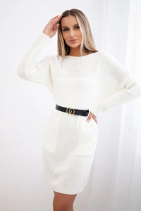 Dress with wide belt IT - 14 / – Ecru цвет / color | Lexline Fashion