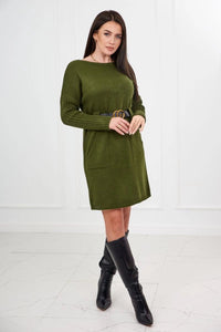 Dress with wide belt IT - 14 / – Khaki цвет / color | Lexline Fashion