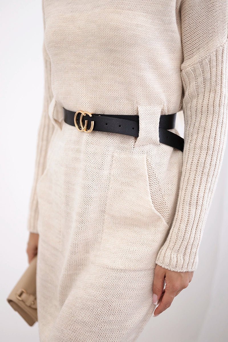 Dress with wide belt IT - 14 / – Light || Beige цвет / color | Lexline Fashion