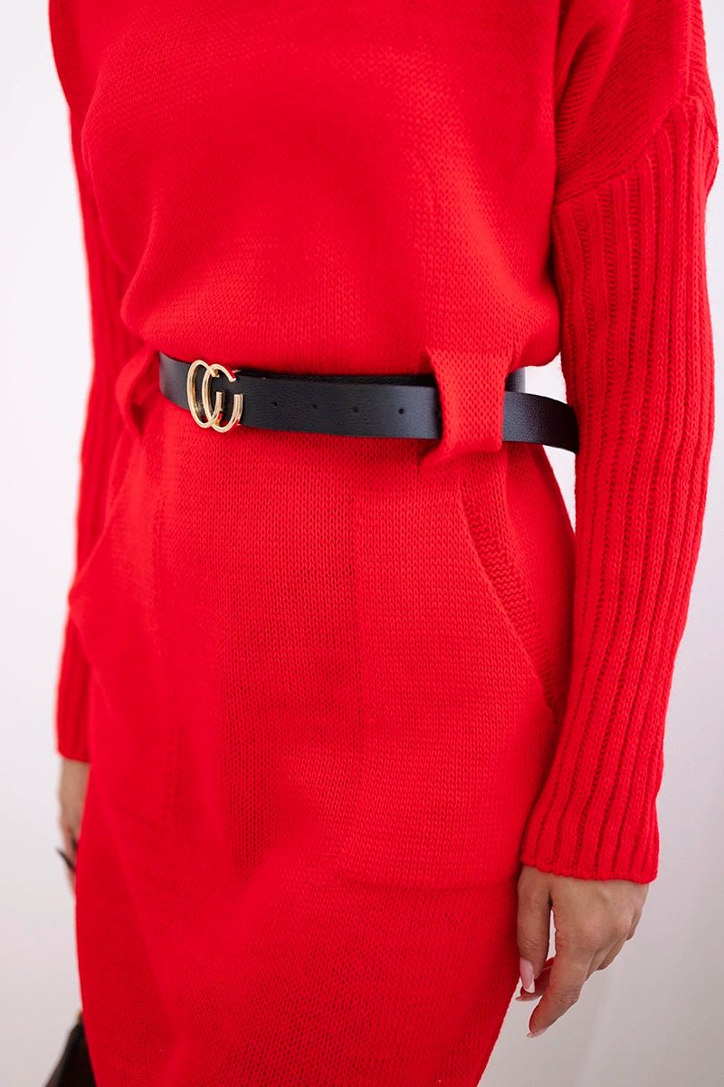 Dress with wide belt IT - 14 / – Red цвет / color | Lexline Fashion