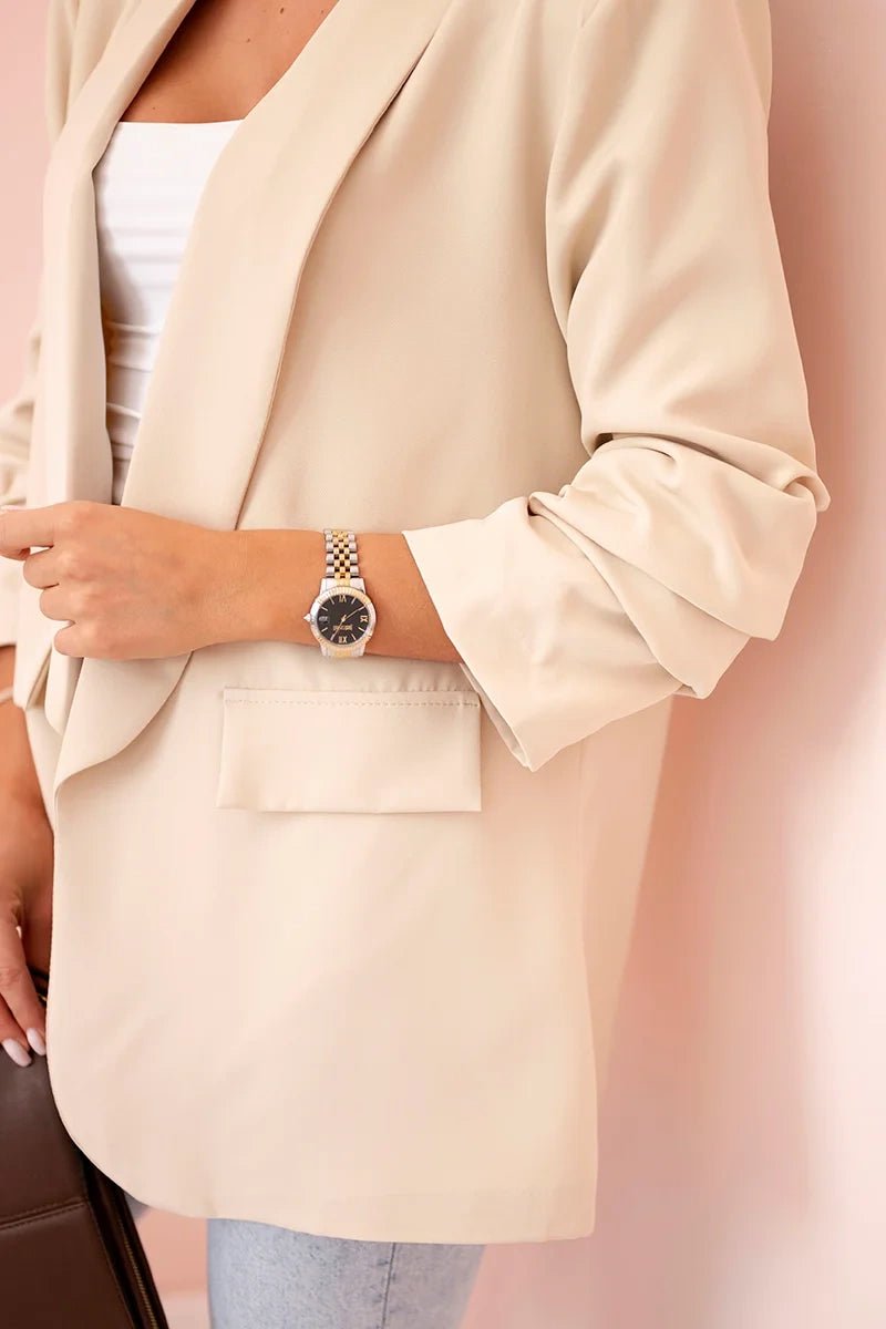 Elegant blazer with lapels 9709 / – Beige цвет / color | Lexline Fashion