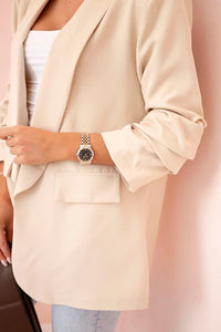 Elegant blazer with lapels 9709 / – Beige цвет / color | Lexline Fashion