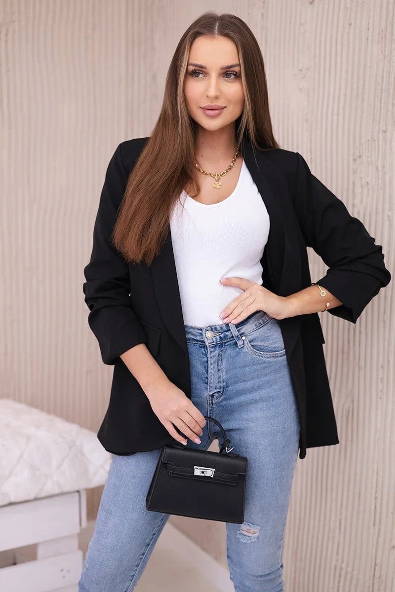 Elegant blazer with lapels 9709 / – Black цвет / color | Lexline Fashion