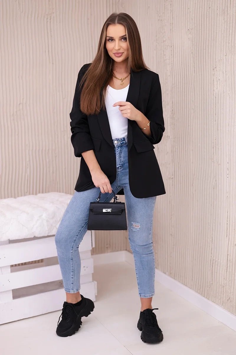 Elegant blazer with lapels 9709 / – Black цвет / color | Lexline Fashion