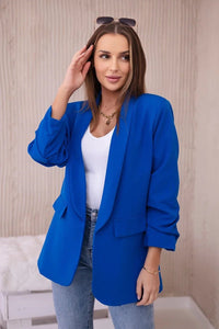 Elegant blazer with lapels 9709 / – Blue cornflower цвет / color | Lexline Fashion