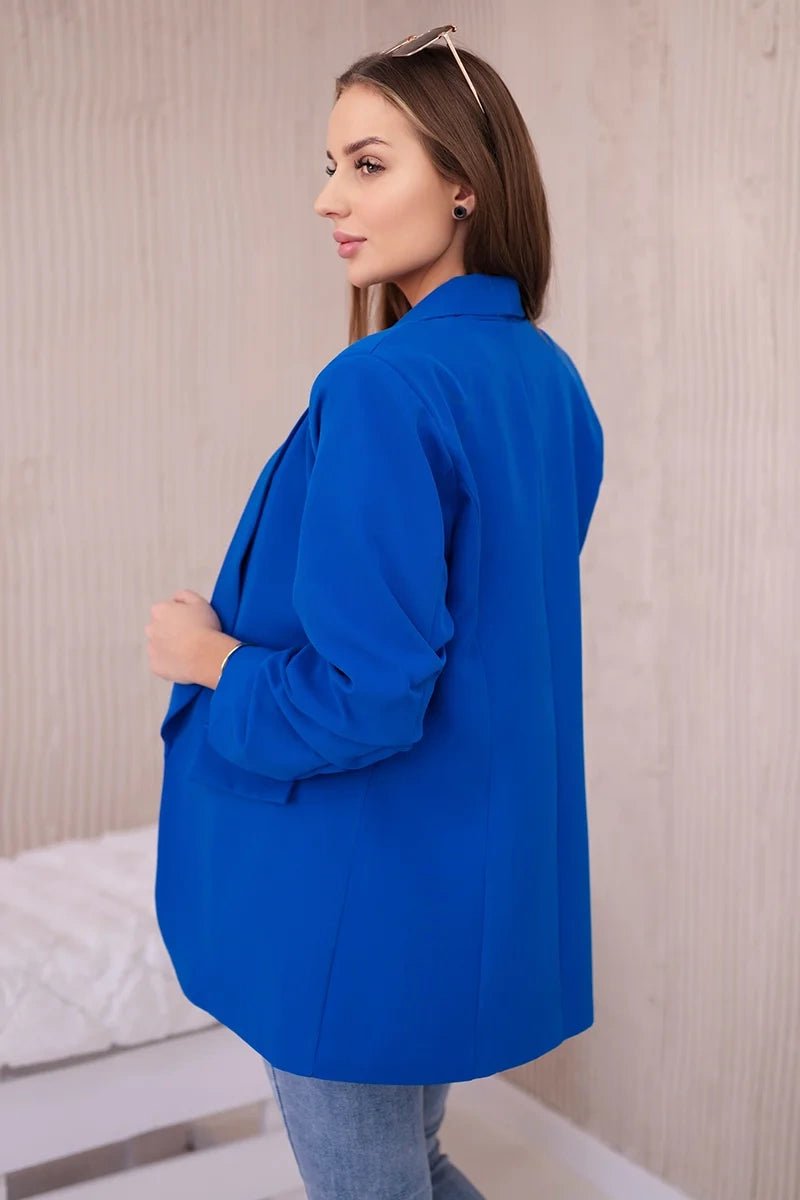 Elegant blazer with lapels 9709 / – Blue cornflower цвет / color | Lexline Fashion