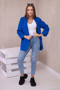 Elegant blazer with lapels 9709 / – Blue cornflower цвет / color | Lexline Fashion