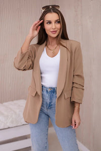 Elegant blazer with lapels 9709 / – Camel цвет / color | Lexline Fashion