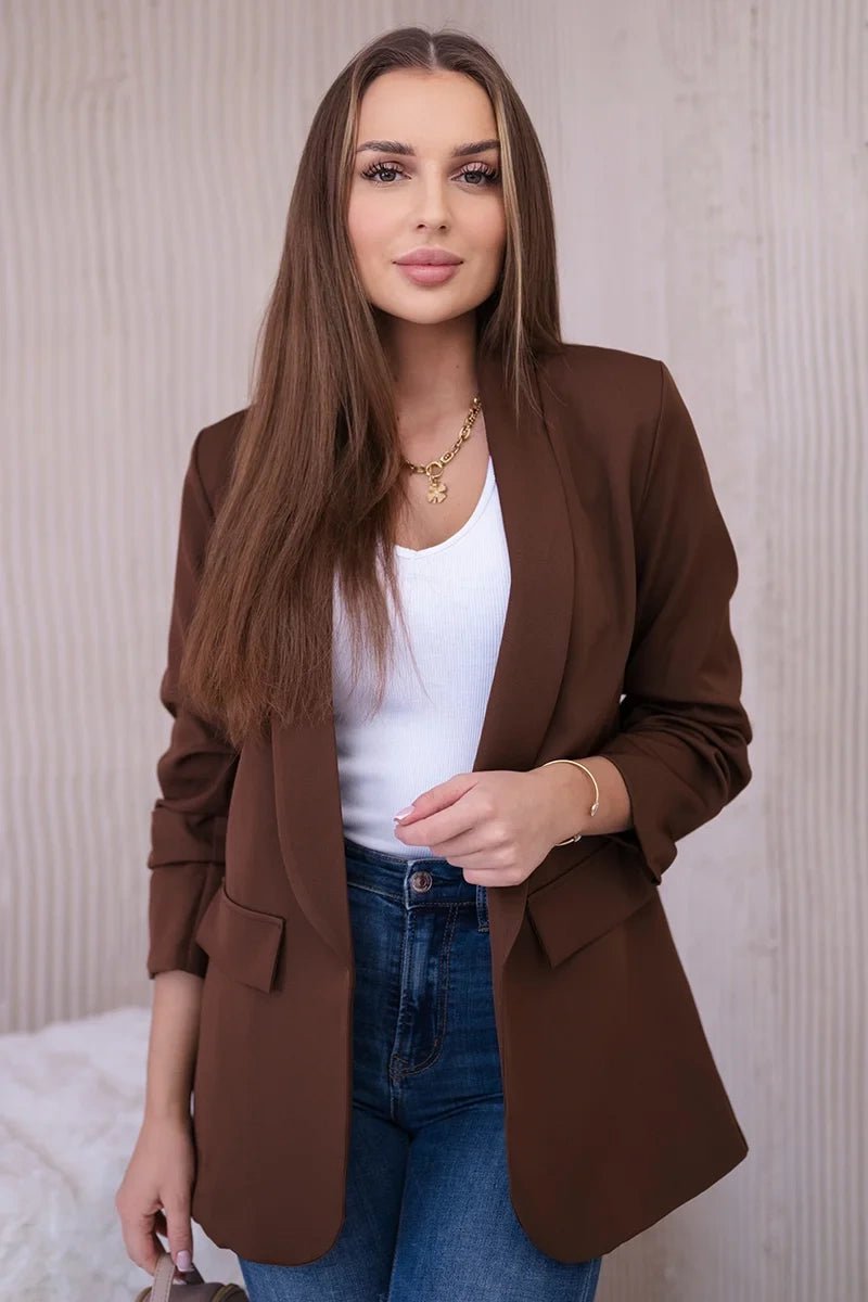 Elegant blazer with lapels 9709 / – Chocolate цвет / color | Lexline Fashion