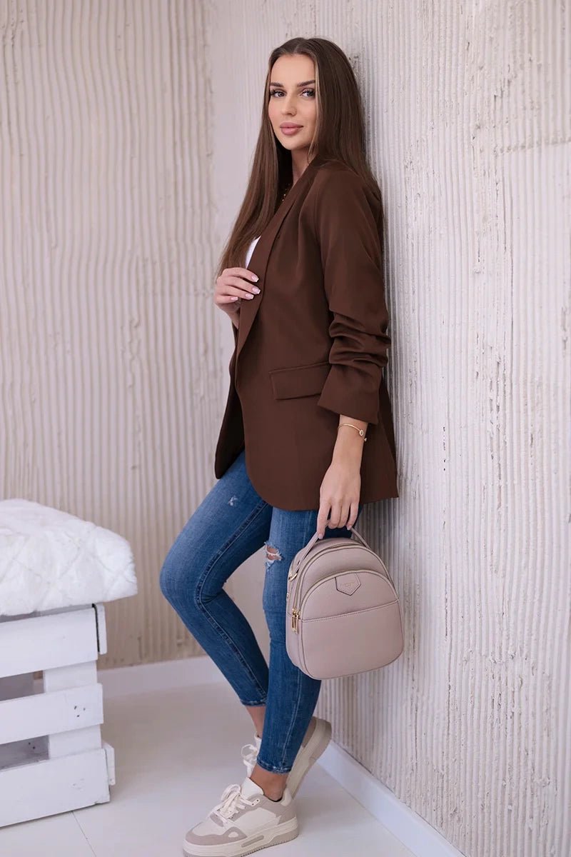 Elegant blazer with lapels 9709 / – Chocolate цвет / color | Lexline Fashion