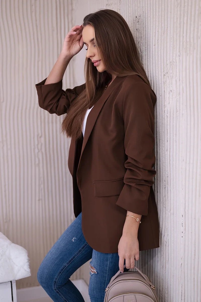 Elegant blazer with lapels 9709 / – Chocolate цвет / color | Lexline Fashion