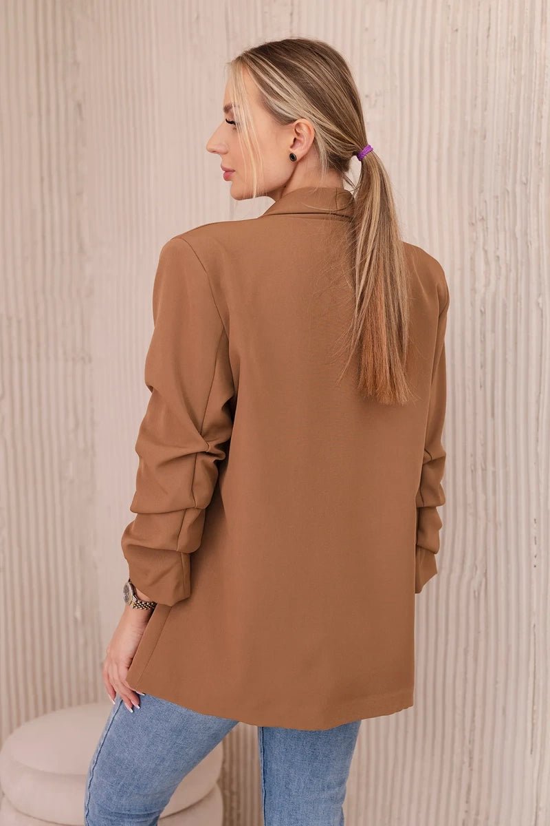 Elegant blazer with lapels 9709 / – Dark || Camel цвет / color | Lexline Fashion