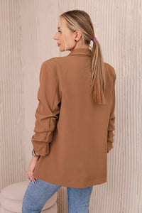 Elegant blazer with lapels 9709 / – Dark || Camel цвет / color | Lexline Fashion