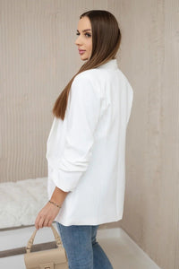 Elegant blazer with lapels 9709 / – Ecru цвет / color | Lexline Fashion
