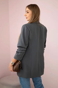 Elegant blazer with lapels 9709 / – Graphite цвет / color | Lexline Fashion
