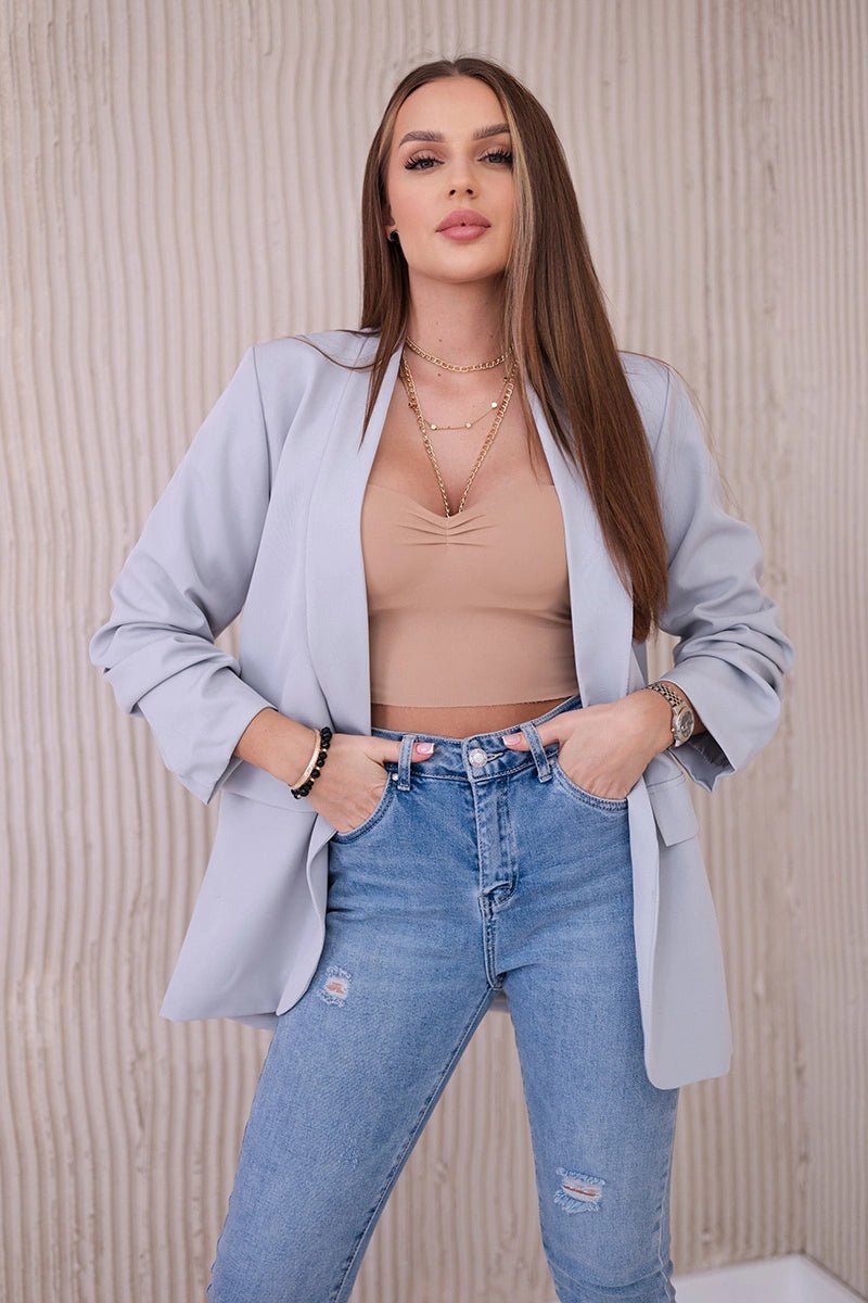 Elegant blazer with lapels 9709 / – Gray цвет / color | Lexline Fashion