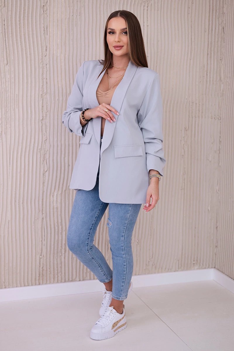 Elegant blazer with lapels 9709 / – Gray цвет / color | Lexline Fashion