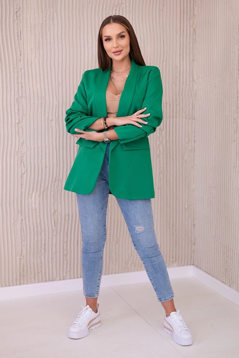 Elegant blazer with lapels 9709 / – Green цвет / color | Lexline Fashion