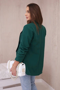 Elegant blazer with lapels 9709 / – Green || Dark цвет / color | Lexline Fashion