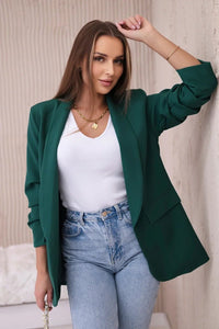 Elegant blazer with lapels 9709 / – Green || Dark цвет / color | Lexline Fashion