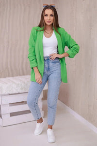 Elegant blazer with lapels 9709 / – Green || Light цвет / color | Lexline Fashion