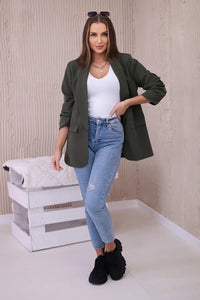 Elegant blazer with lapels 9709 / – Khaki цвет / color | Lexline Fashion
