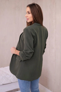 Elegant blazer with lapels 9709 / – Khaki цвет / color | Lexline Fashion