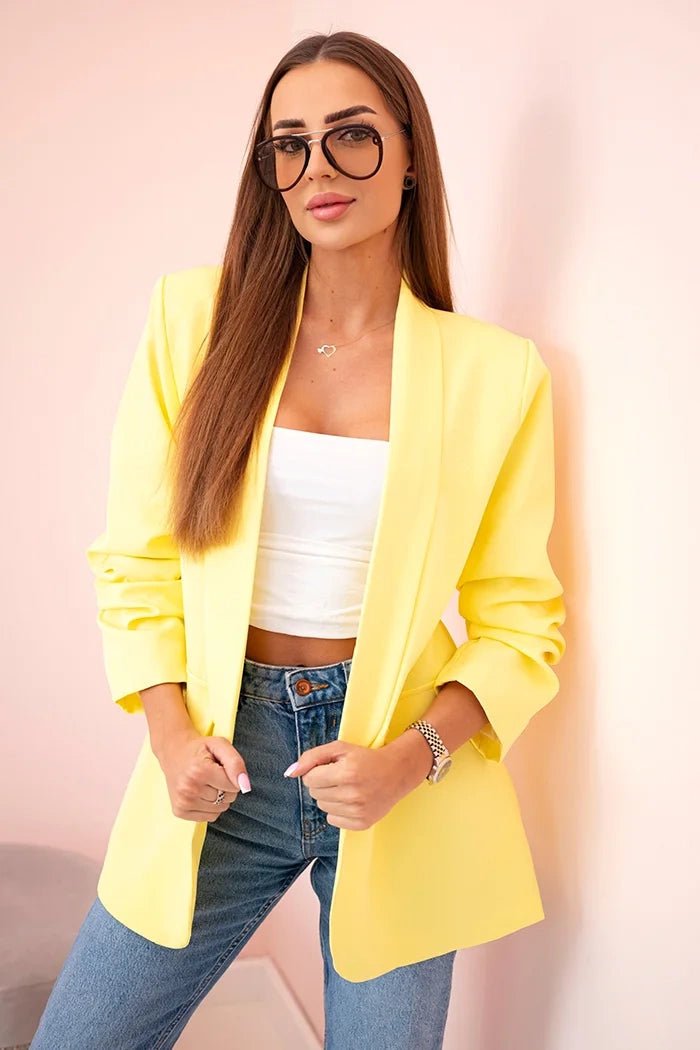 Elegant blazer with lapels 9709 / – Lemon цвет / color | Lexline Fashion