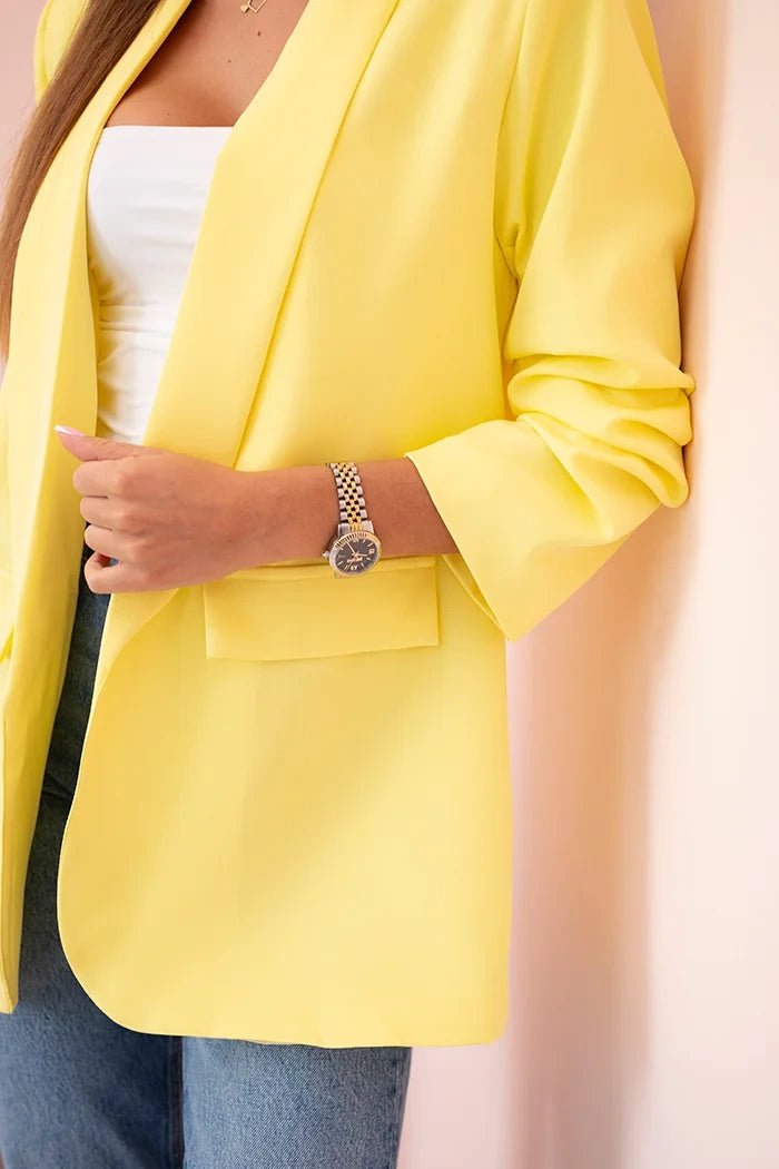 Elegant blazer with lapels 9709 / – Lemon цвет / color | Lexline Fashion