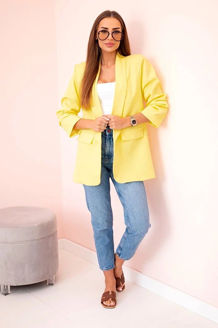Elegant blazer with lapels 9709 / – Lemon цвет / color | Lexline Fashion