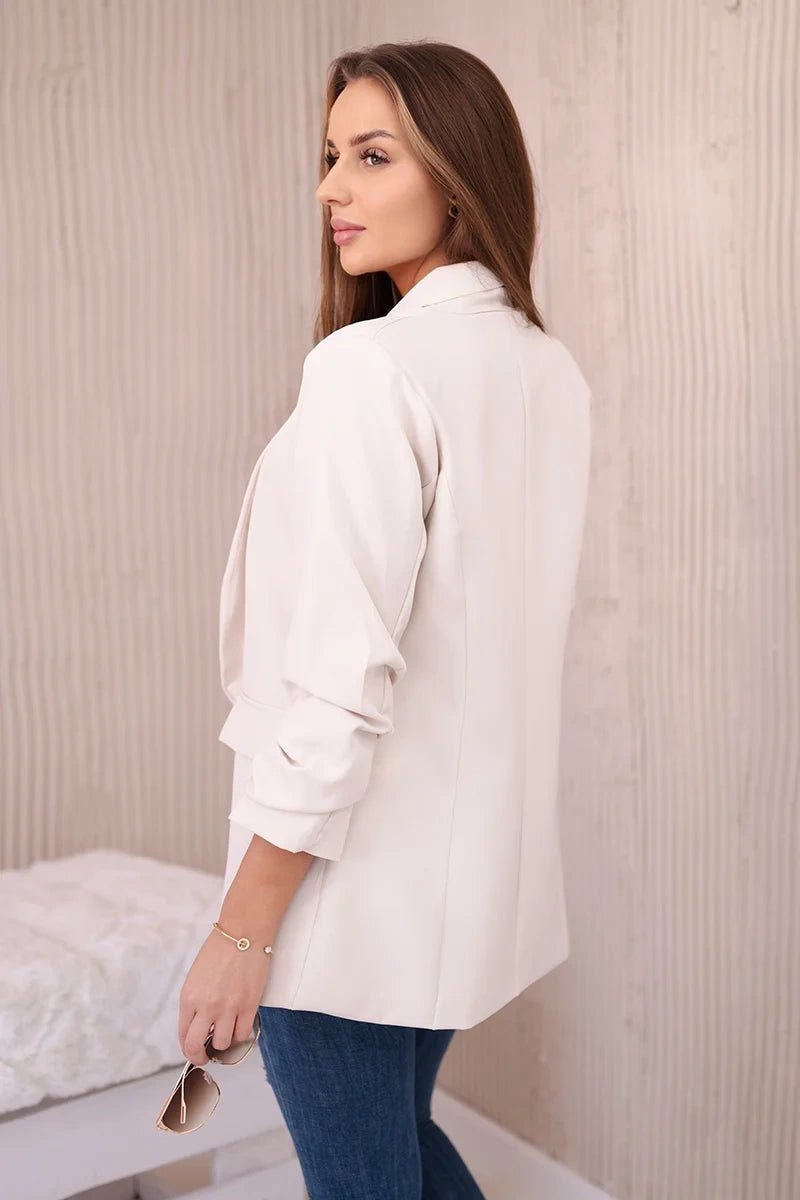 Elegant blazer with lapels 9709 / – Light || Beige цвет / color | Lexline Fashion