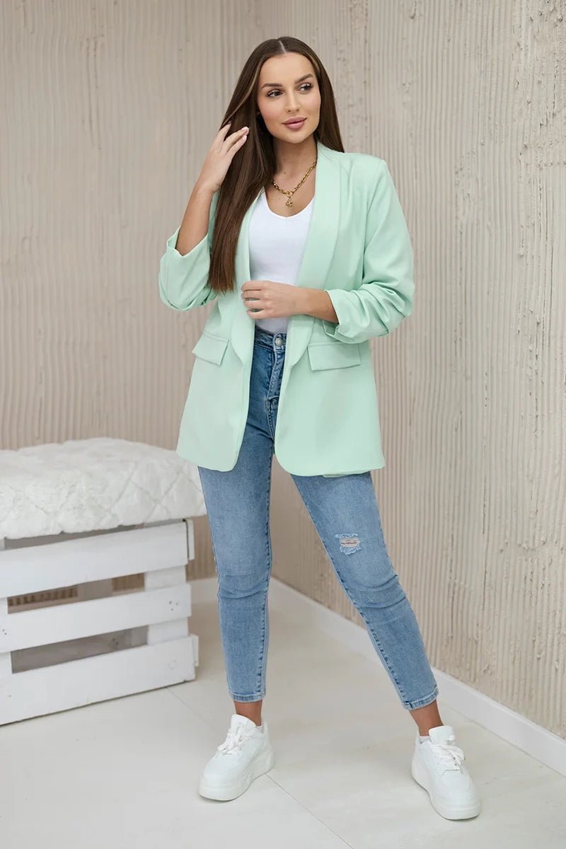Elegant blazer with lapels 9709 / – Mint || Light цвет / color | Lexline Fashion