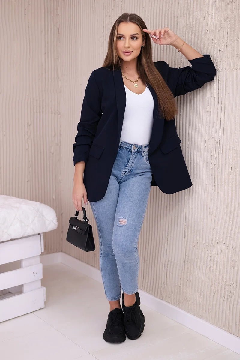 Elegant blazer with lapels 9709 / – Navy blue цвет / color | Lexline Fashion