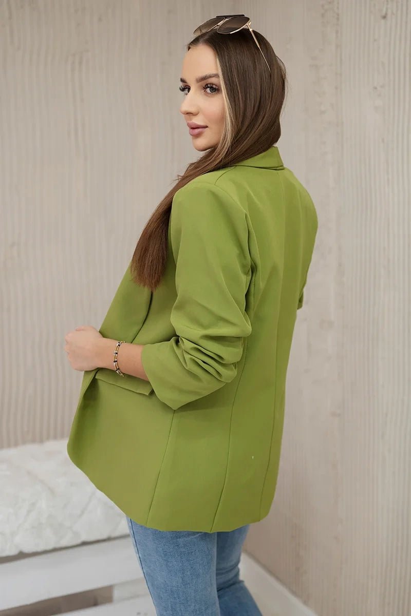 Elegant blazer with lapels 9709 / – Olive цвет / color | Lexline Fashion