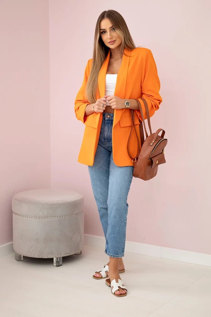 Elegant blazer with lapels 9709 / – Orange цвет / color | Lexline Fashion
