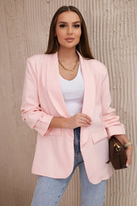 Elegant blazer with lapels 9709 / – Powder || Light цвет / color | Lexline Fashion