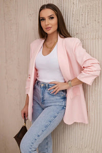 Elegant blazer with lapels 9709 / – Powder || Light цвет / color | Lexline Fashion