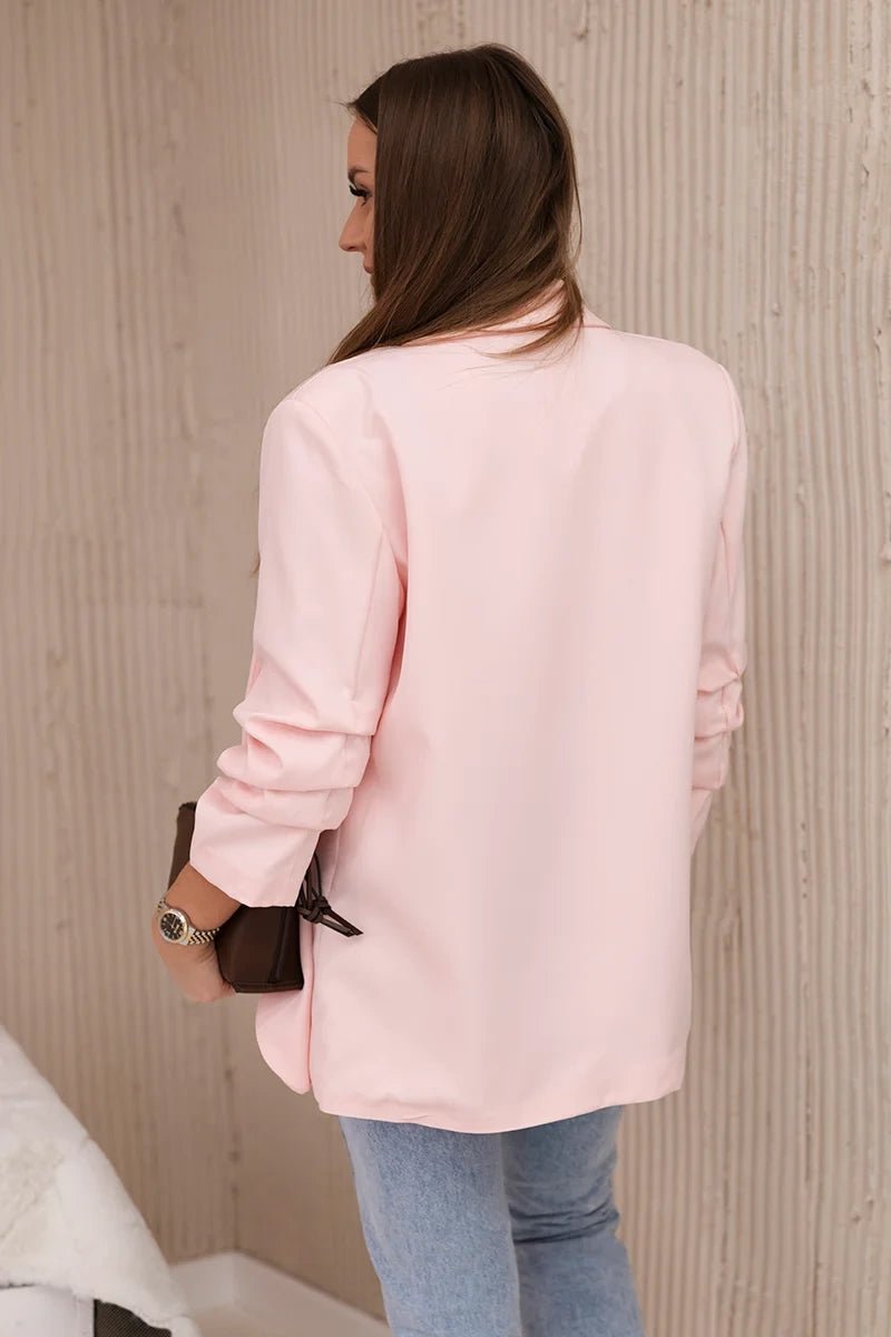 Elegant blazer with lapels 9709 / – Powder || Light цвет / color | Lexline Fashion