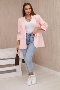 Elegant blazer with lapels 9709 / – Powder || Light цвет / color | Lexline Fashion