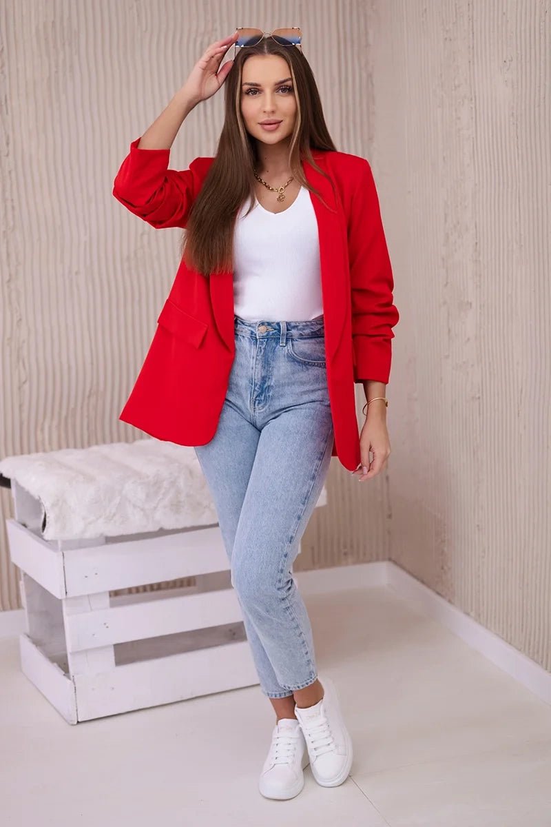 Elegant blazer with lapels 9709 / – Red цвет / color | Lexline Fashion