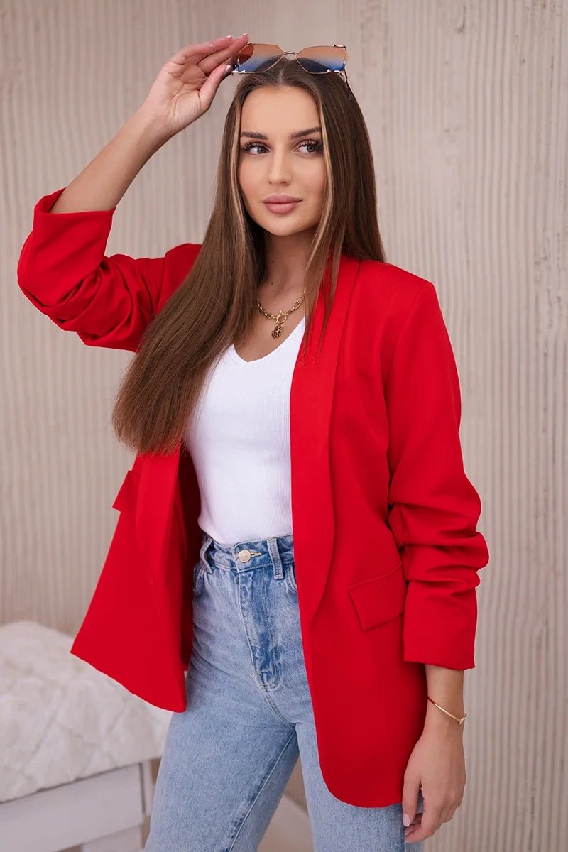 Elegant blazer with lapels 9709 / – Red цвет / color | Lexline Fashion