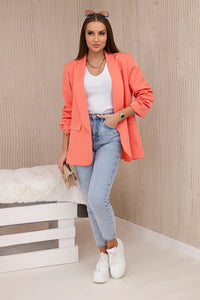 Elegant blazer with lapels 9709 / – Salmon цвет / color | Lexline Fashion